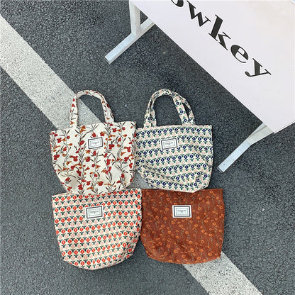 Cosbai Floral Corduroy Mini Tote Bag color options