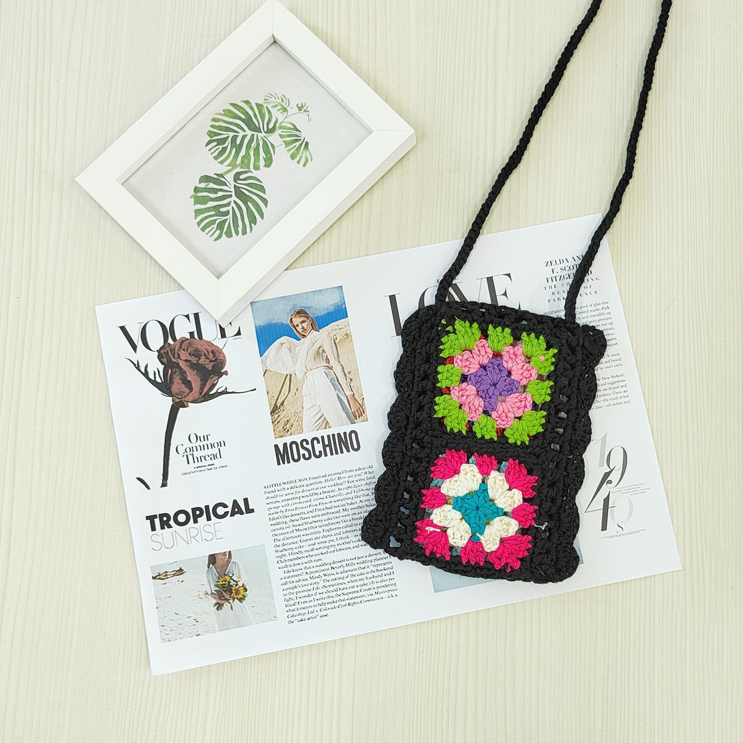 Handmade Bohemian Crochet Phone Crossbody Bag