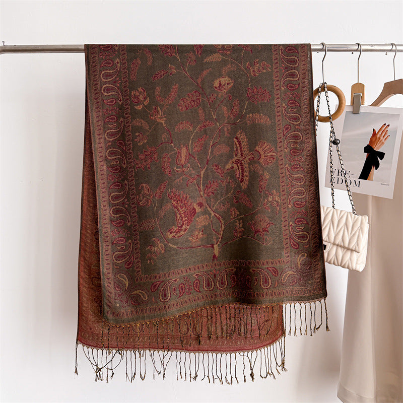 Scarvii - Bird, Botanical and Paisley Fringe Scarf