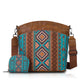 Cosbai - Boho Large Crossbody Bag And Clutch Set - 2 PCS