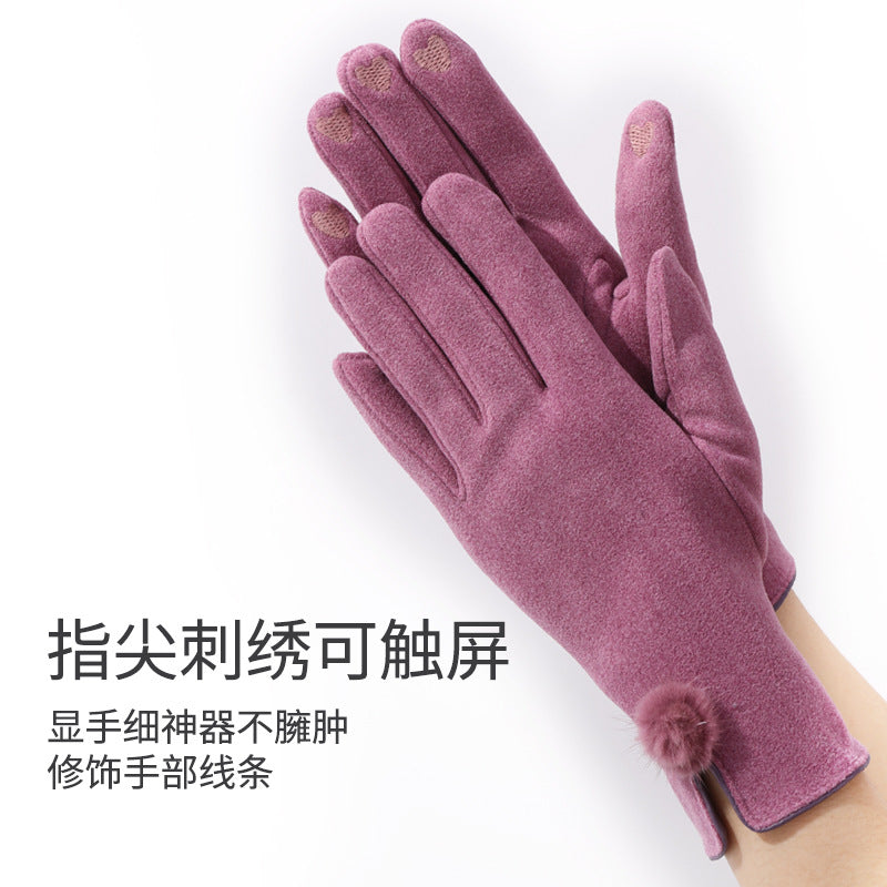 亚马逊新款冬季保暖德绒手套女防寒触屏手套男户外滑雪骑行手套女