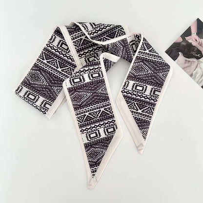 Scarvii Geometric Weave Pattern Skinny Scarf