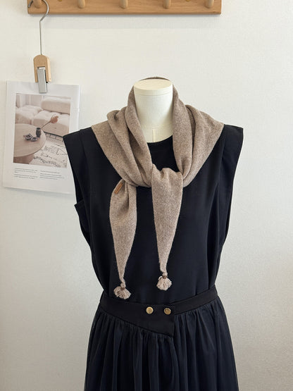 Product image for Scarvii - Knit Tassel Triangle Scarf (Light Coffee)