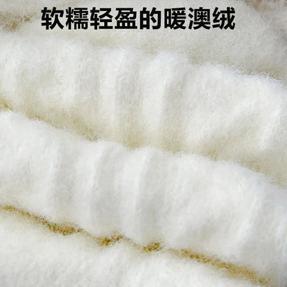 秋冬保暖澳绒袜加厚可爱卡通刺绣蓝色系奶白中筒袜加绒袜子批发