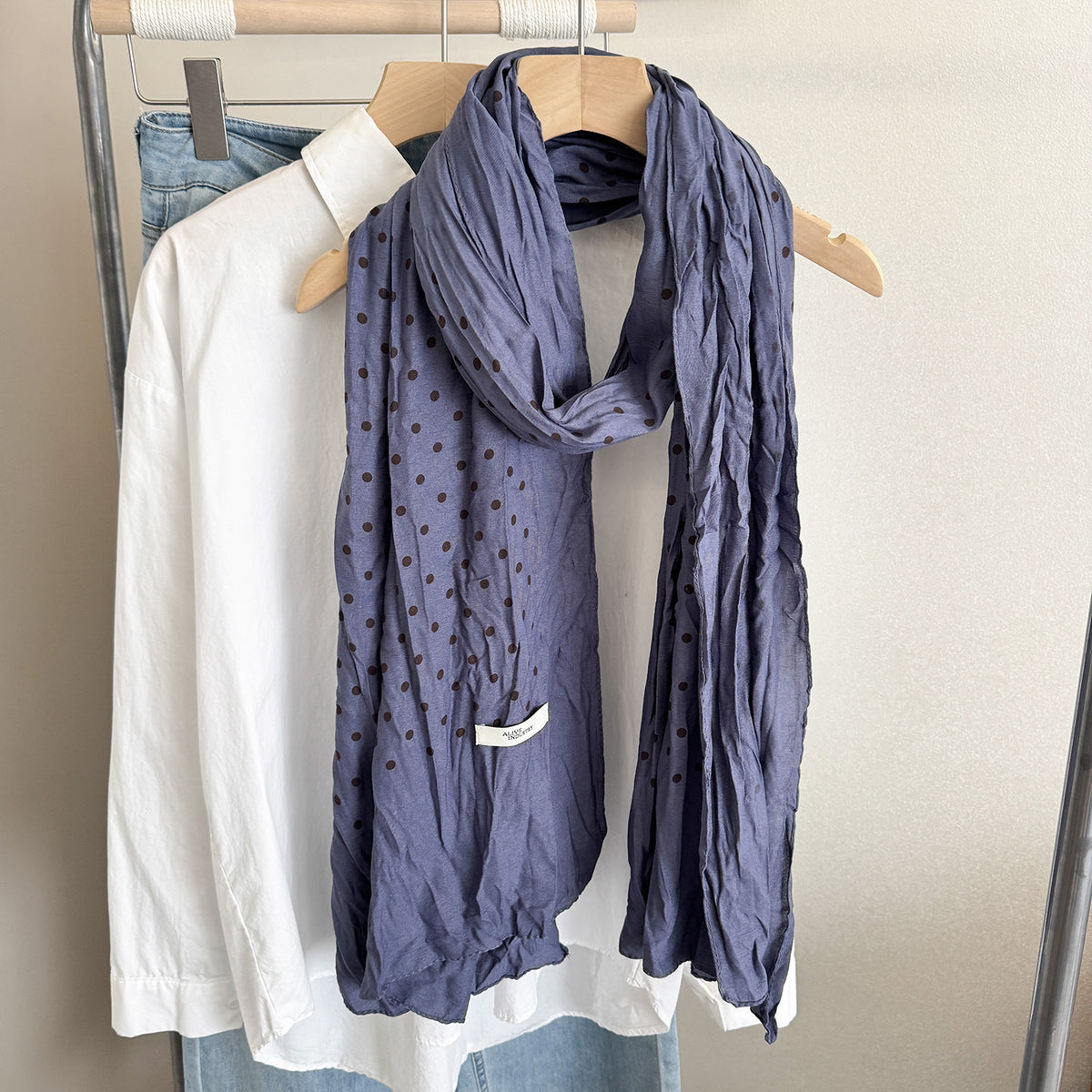 Scarvii - Polka Dot Looped Drape Scarf