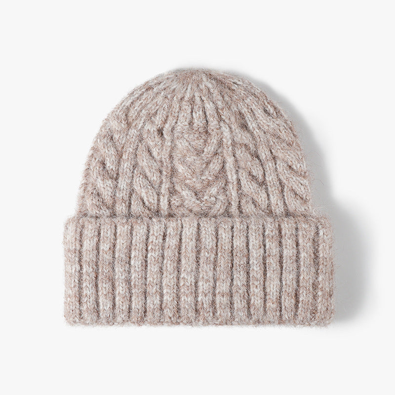 Pink cable-knit wool-blend cuffed beanie product view