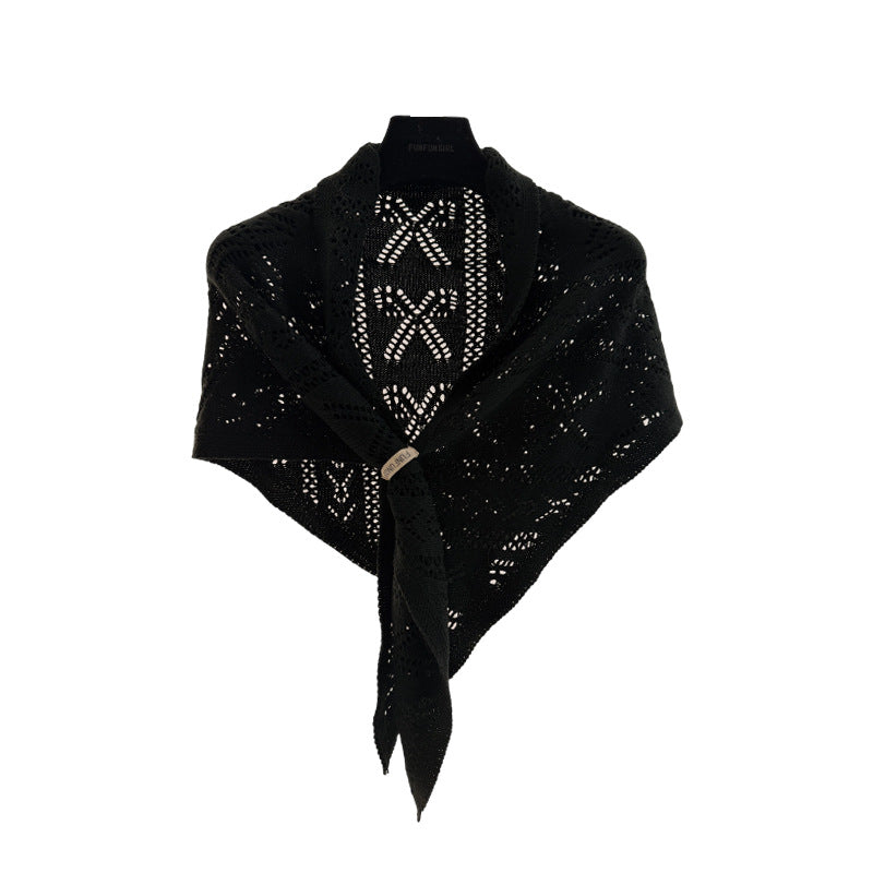 Scarvii - Bow-Like Geometric Openwork Knit Scarf