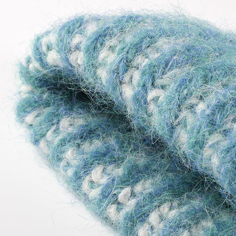 Light Blue two-tone ribbed cuffed beanie product view