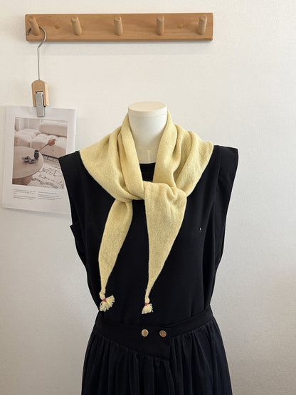 Product image for Scarvii - Knit Tassel Triangle Scarf (Yellow)