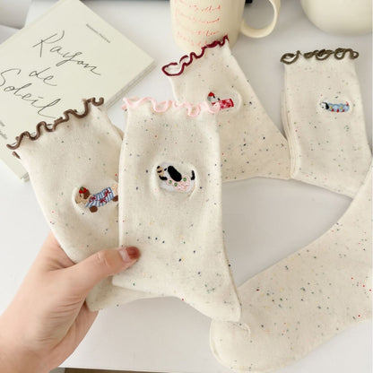 Rufia - Dachshund Lace Trim Crew Socks product image 2