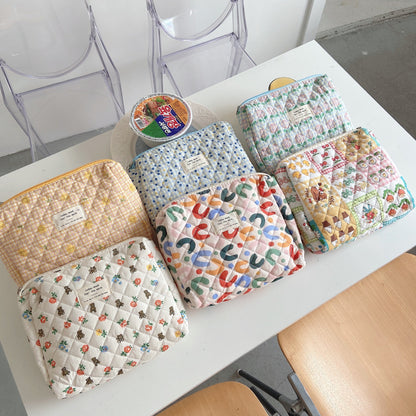 Cosbai floral storage purse cosmetic bag with colorful flower pattern on white background