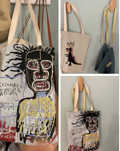 Cosbai vintage tote bag angled to show front and side details