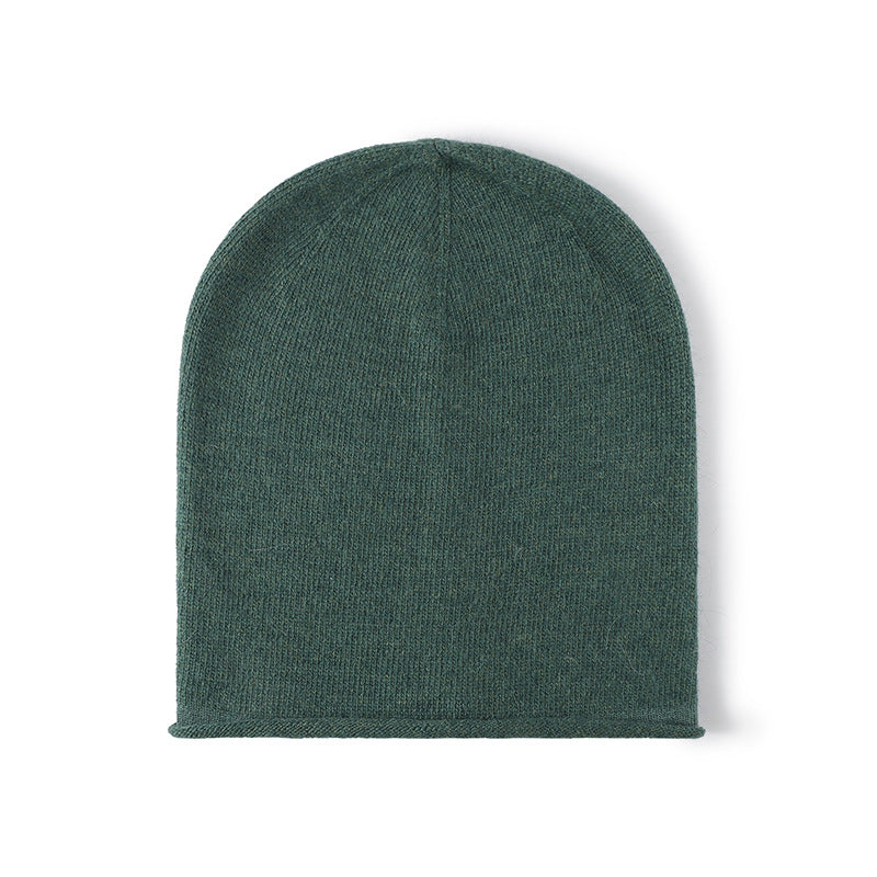 Green soft knit ear-coverage beanie detail