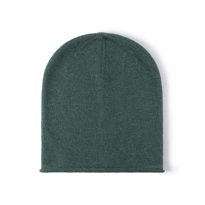 Green soft knit ear-coverage beanie detail