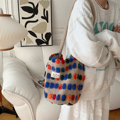 Cosbai - Colorful Plush Tote and Bucket Bag – Playful & Practical