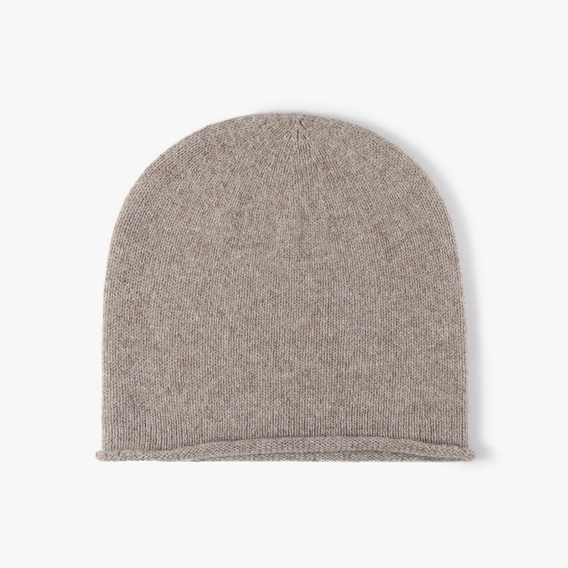 Khaki wool slouch knit beanie product view