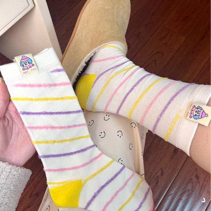 袜子女秋冬马戏团系列彩色圆点条纹韩版可爱搞怪潮流设计中筒袜女