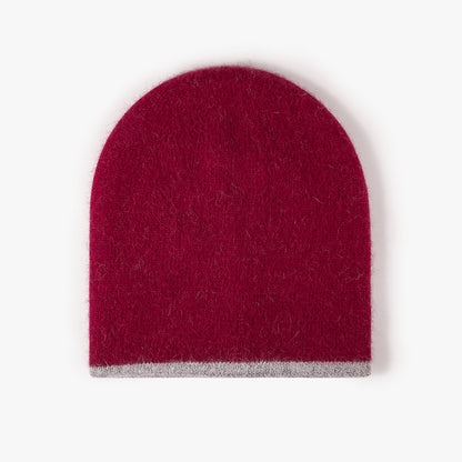 Burgundy reversible contrast-edge knit beanie product view