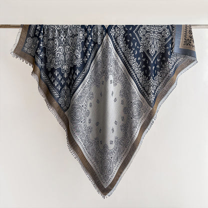 复古腰果花民族风轻薄围巾棉质手感方巾遮阳披肩头巾系腰带披肩