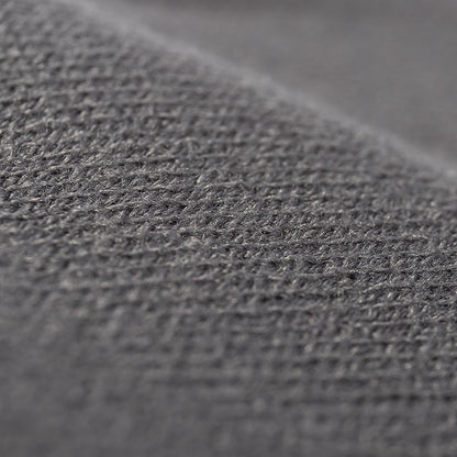 Gray rounded ear cuffed knit beanie detail