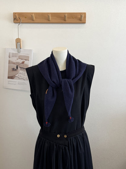 Product image for Scarvii - Knit Tassel Triangle Scarf (Navy)