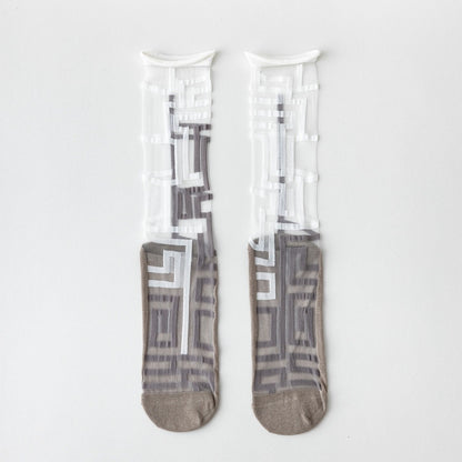 Rufia - Geometric Asymmetrical Sheer Socks