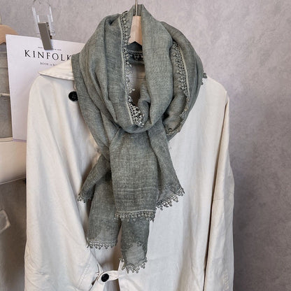 Scarvii light airy oversized solid fringe scarf image 2