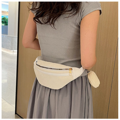Cosbai - Corduroy Texture Waist Coin Purse