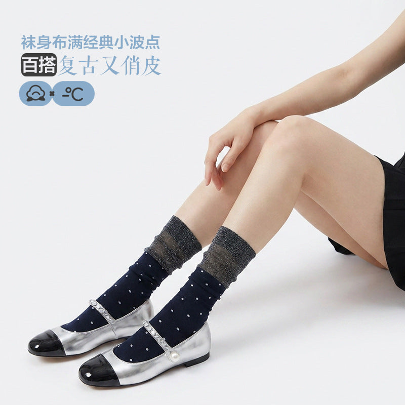 袜子女夏季薄款冰丝堆堆袜轻奢ins潮款无骨透气显瘦芭蕾风中筒袜