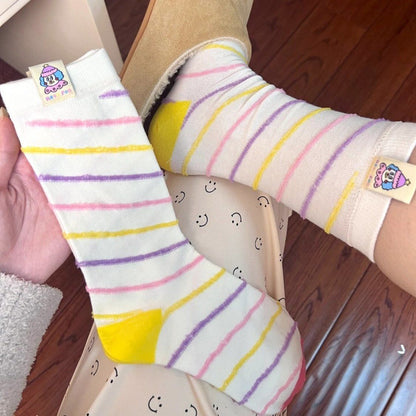 袜子女秋冬马戏团系列彩色圆点条纹韩版可爱搞怪潮流设计中筒袜女