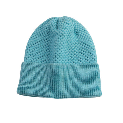 Light Blue ribbed cuff knit beanie product view