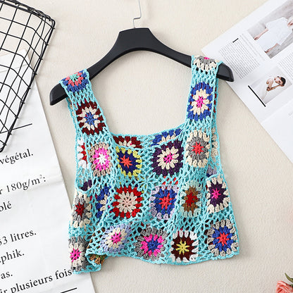 Crosa Boho Crochet Camisole Tank Top shown with natural lighting