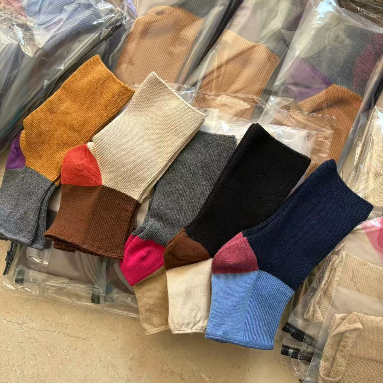 半截袜子 网红潮款半包跟细纹复古撞色半掌袜套搭配凉鞋时尚单品