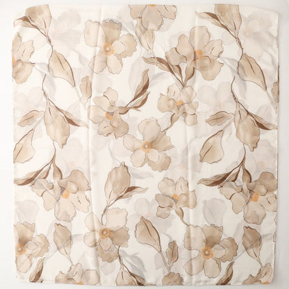 Khaki Watercolor Poppy Floral Wrap Scarf, full pattern view