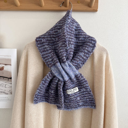 Product image for Scarvii - Fuzzy Knit Striped Scarf (Purple)