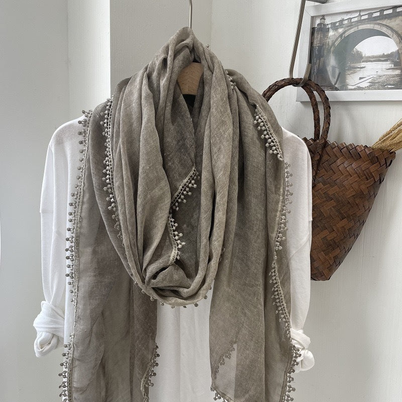 Scarvii light airy oversized solid fringe scarf image 10