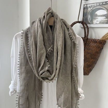 Scarvii light airy oversized solid fringe scarf image 10