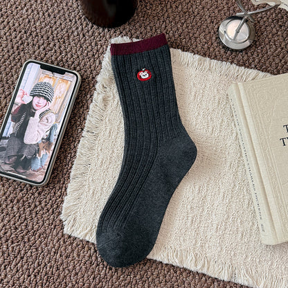 Rufia - Patterned Ribbed Crew Socks