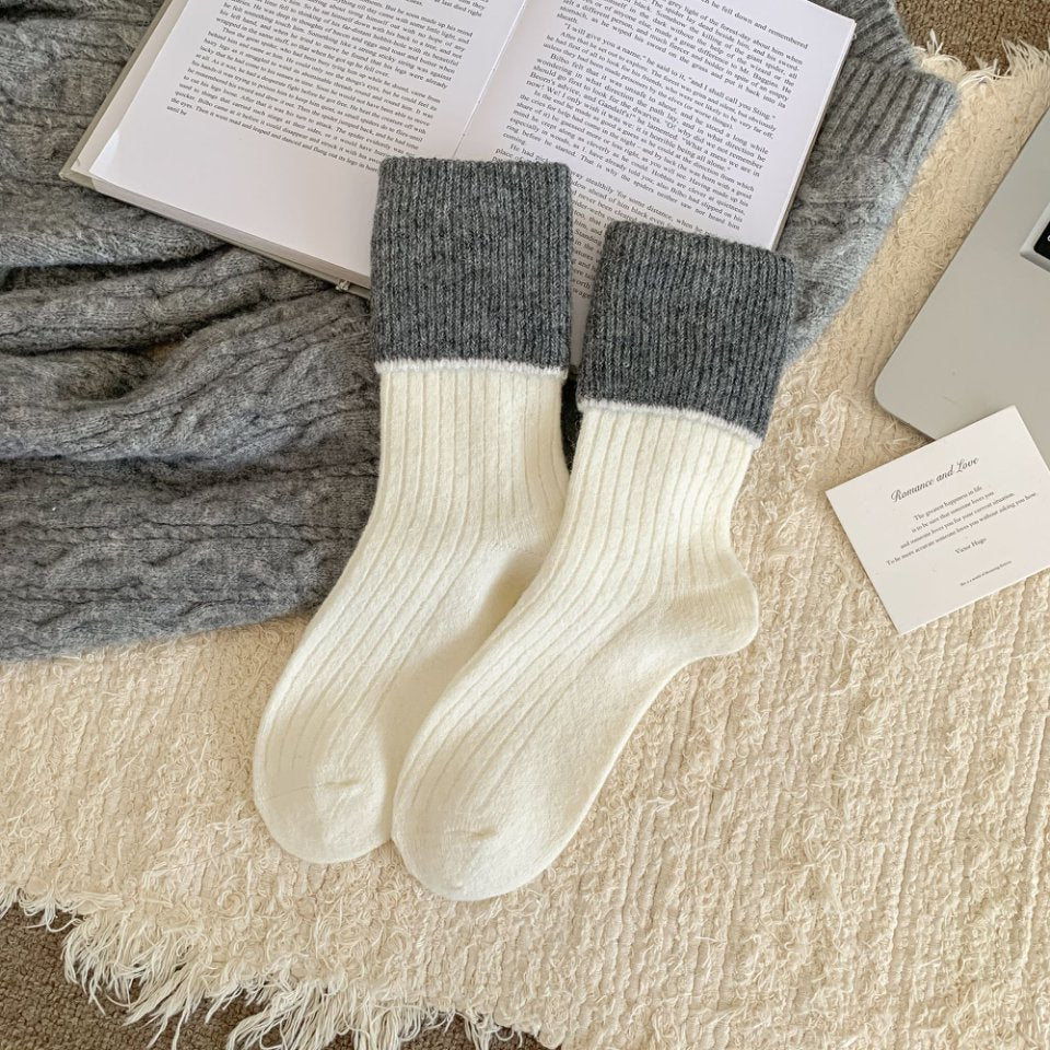 Rufia - Minimal Bow & Stripe Soft Crew Socks