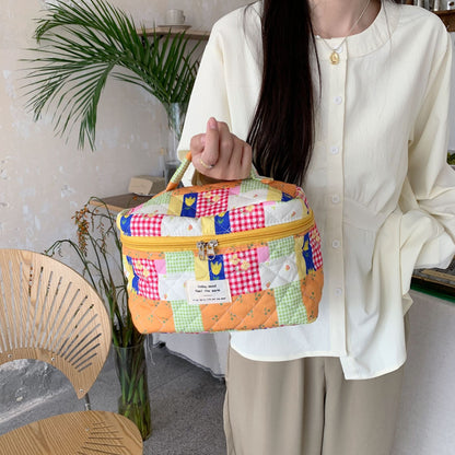 Close-up of Cosbai floral large cosmetic bag showing detailed flower design