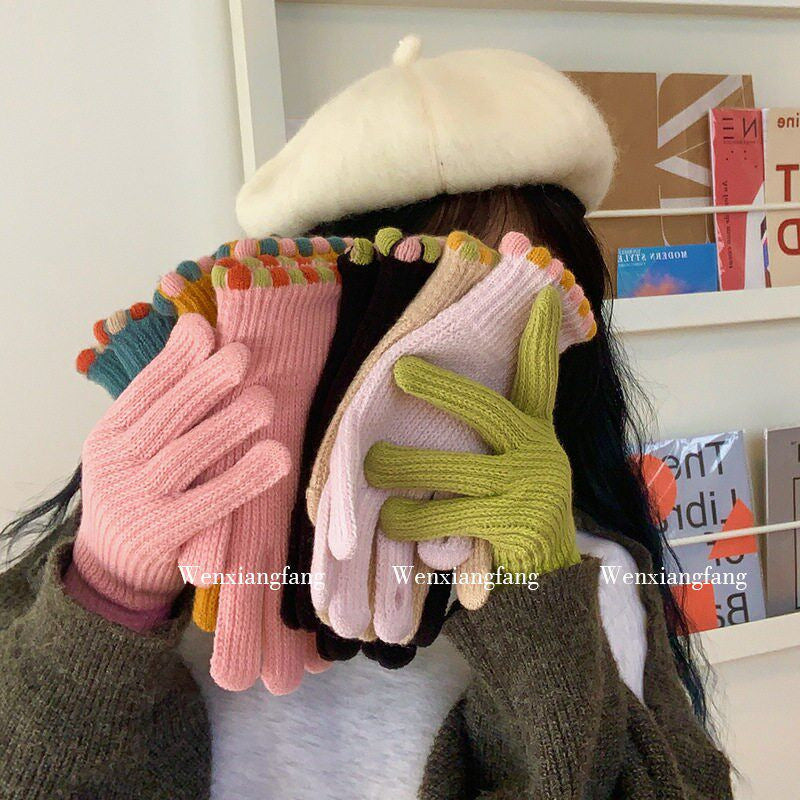 Gloving - Ribbed Knit Loop-Accent Gloves