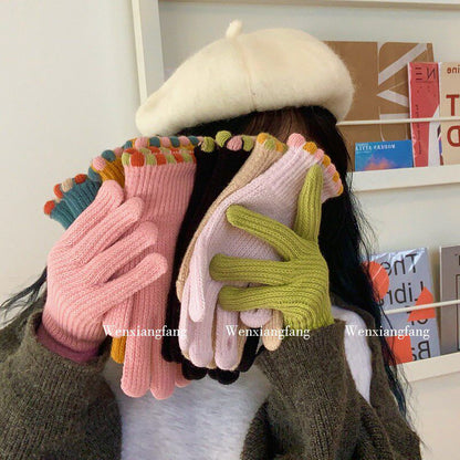 Gloving - Ribbed Knit Loop-Accent Gloves
