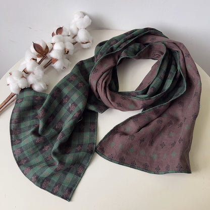 Scarvii plaid boho scarf styled on a mannequin highlighting boho design