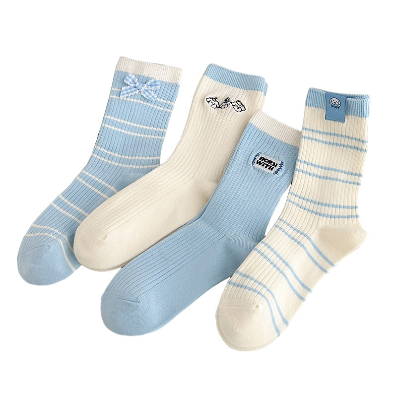 Rufia - Cartoon Ribbed Crew Socks