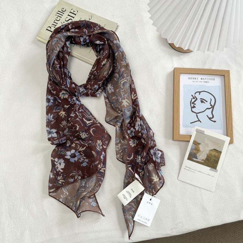 Product image for Scarvii - Sheer Printed Scarf (Brown Floral)