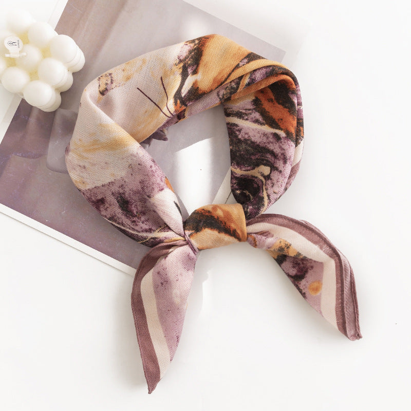 Scarvii - Vintage Floral Print Square Scarf