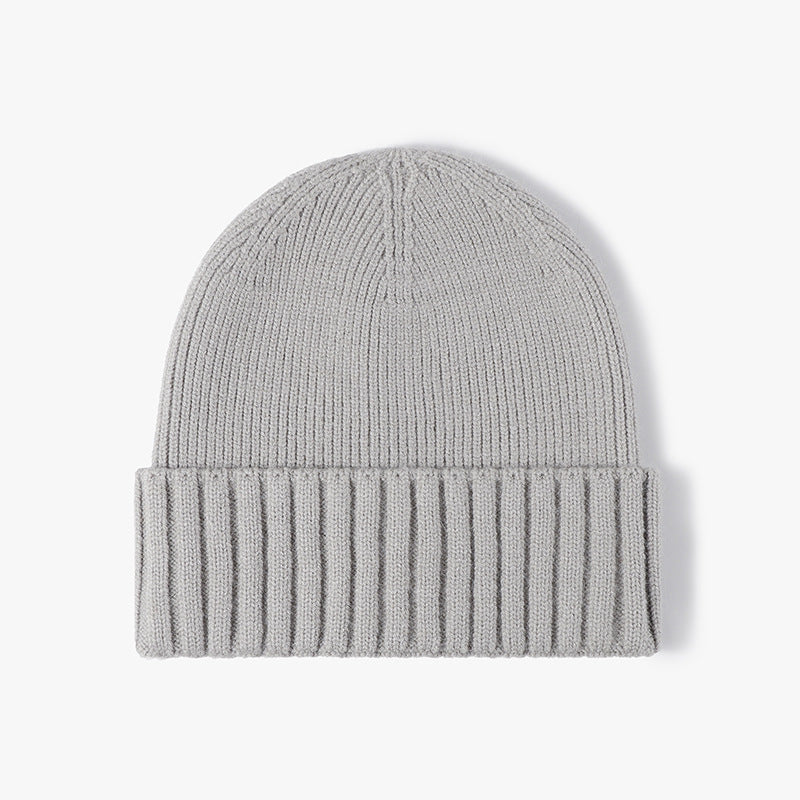 Gray classic solid ribbed cuffed beanie product view