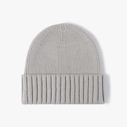 Gray classic solid ribbed cuffed beanie product view