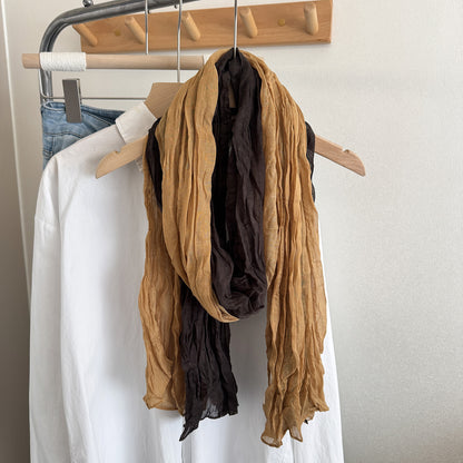 Product image for Scarvii - Color Block Long Scarf Scarf (Brown / Yellow)