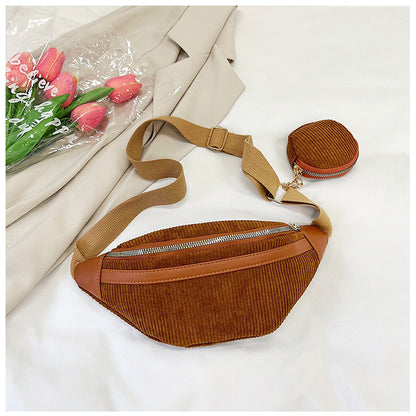 Cosbai - Corduroy Texture Waist Coin Purse
